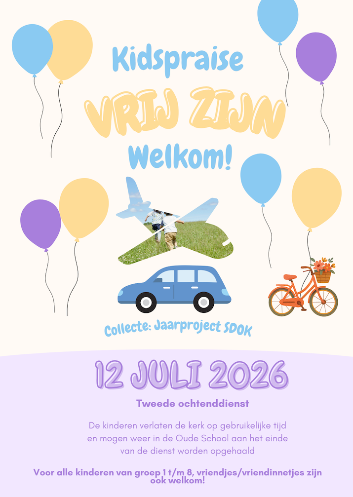 Uitnodiging kidspraise 12 juli 2026